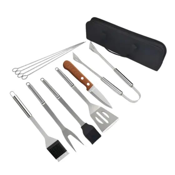 Kit 10 Para Churrasco Profissional Inox Chef Gourmet Utensílios luxo -envio imediato