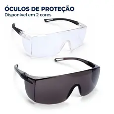 Óculos de Proteção Incolor/Preto Fumê - Alta Resistência Segurança EPI