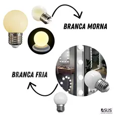 Lâmpada Bolinha LED 3W Branca Morna Ou Fria Bivolt – Ideal Para Camarim, Espelhos, Abajur e Vitrines