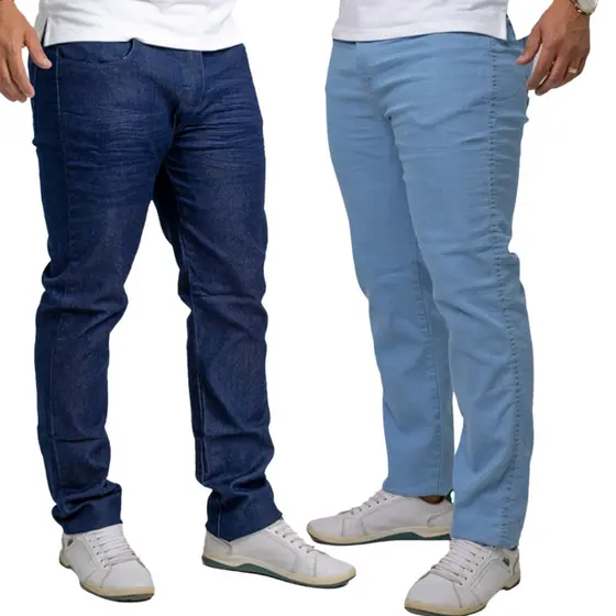 KIT 2 Calça Masculina Jeans Slim c/ Lycra Elastano Premium -  Envio Imediato -  Jeans Masculino Skinny