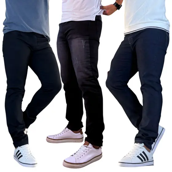 Kit 3 Calça Masculina Slim Elastano Premium Alta Elasticidade Até 3 Peças Versáteis | Moda 2026 .