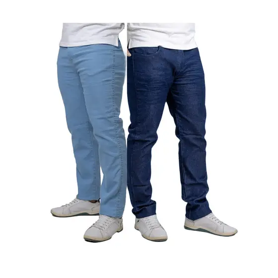 KIT 2 Calça Masculina Jeans Azul Escuro e Azul Claro c/  Elasticidade  - Lycra Elastano