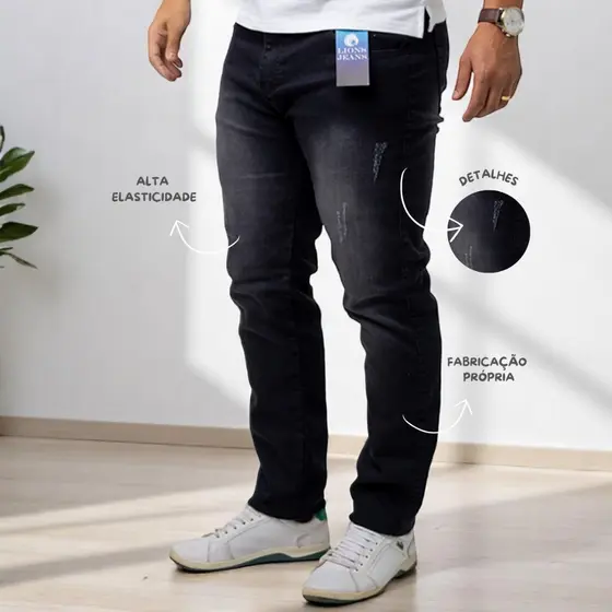 Calça Jeans Masculino Slim Premium Elastano Trabalho Lycra Estica Moda 2026 Casual Presente ideal