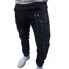 Calça Jeans Preta Splash Rasgado Elastano Premium - LIONS JEANS
