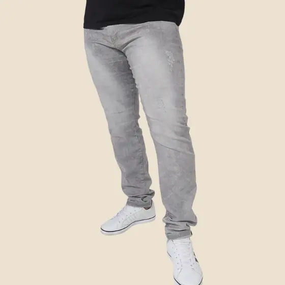 Calça Masculina Jeans Cinza | Skinny Com Elastano Lycra Super Stretch - Casual Direto Da Fábrica