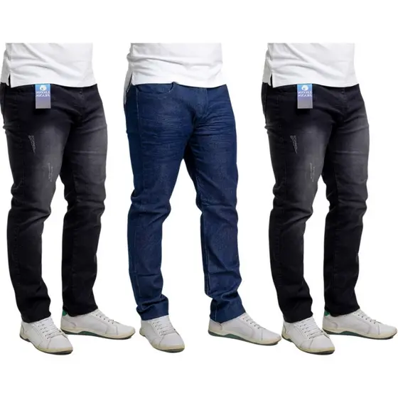 Kit 3 Calça Masculina Jeans Variações Denim Masculino Lycra Elastano Têndencias 2026 LIONS JEANS