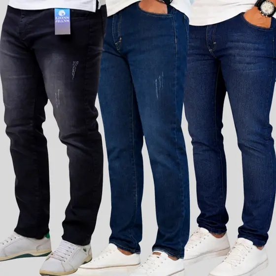 Kit 3 Calças Jeans Masculina Slim Com Elastano Lycra Premium Direto Da Fábrica | Pronta Entrega