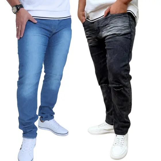 Kit 2 Calça Jeans Masculina Elastano Slim Skinny Varias opções Premium| Estilo Ousado Moda Streetwear 2026