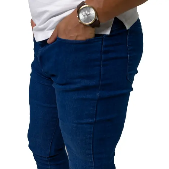 Calça Jeans Masculina Slim Fit Azul Used Casual Tam 36 ao 40 – Leve e Confortável - Alta Qualidade