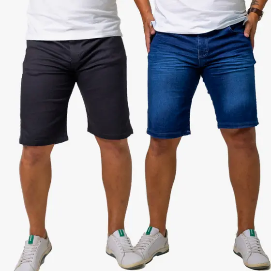 Kit 2 Bermudas Jeans Masculinas - Estilo, Conforto e Qualidade | Casual Para o Dia a Dia