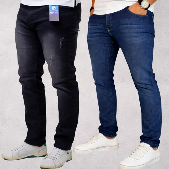 Kit de 2 Calças Jeans Masculinas Com Elastano Lycra Premium | Direto Do Fabricante - Oferta Top