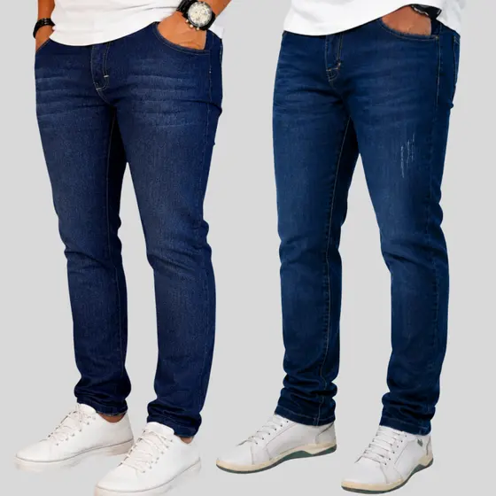 Kit 2 Calças Masculinas Jeans Com Lycra Elastano Premium Slim |  Cores Variadas - Envio Rápido