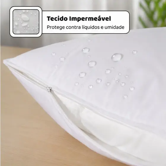 Capa Protetora de Travesseiro Impermeável com Zíper 70x50cm