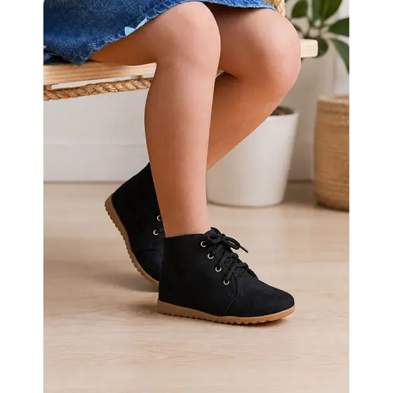 Bota Infantil Menina Camurça Cano Baixo Confortável