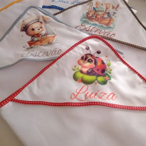 toalha de banho personalizada forrada com fralda TOALHA para bebê personalizada com nome do seu bebê