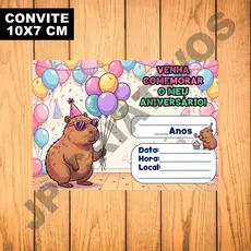 CONVITE ANIVERSÁRIO CAPIVARA ROSA