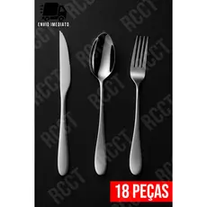 Jogo de Talheres 18 Peças para Cozinha 6 Garfos 6 Facas 6 Colheres Conjunto de Talheres Aço Inox