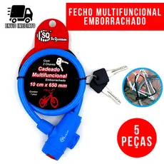 Kit 5 Corrente Cadeado para Moto Alta Segurança Trava Antifurto Reforçada Aço Temperado Emborrachado