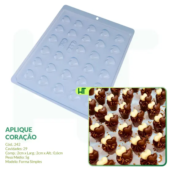 Forma Coração Mini BWB 242 - Aplique Mini Coração - Aplique para Doces Finos