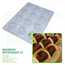 Forma Simples - Bombom Detalhado 12 BWB 9692 - Forma para Chocolate - Doces Finos e Delicados