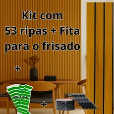Novo Kit até 53 Ripado Freijo Frisado MDF 3mm com rolo de Fita Preta Autocolante | Decorativo Premium