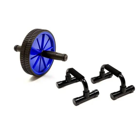Kit Roda Abdominal + Apoio Fixo para Flexão Paralette Ginástica Exercício de Core Pushup - Odin Fit