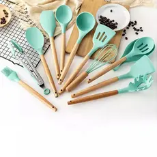 colher escumadeira concha escumadeiras Kit 12 talher de silicone fouet espatula de cozinha pegador de macarrao
