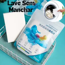Lenço Lave Sem Manchar Anti Mancha Lave Roupas Limpo Pacote com 50 folhas
