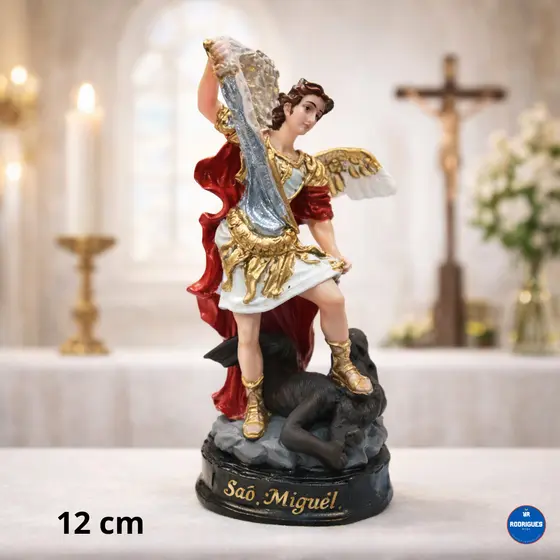 Imagem São Miguel Arcanjo de Resina Nacional 15cm e 12cm