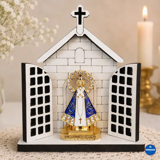 Capelinha Nossa Senhora Aparecida MDF 11cm Oratório Religioso