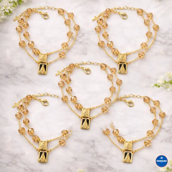 Kit 5 Pulseiras Escapulário Nossa Senhora Aparecida – Proteção e Fé