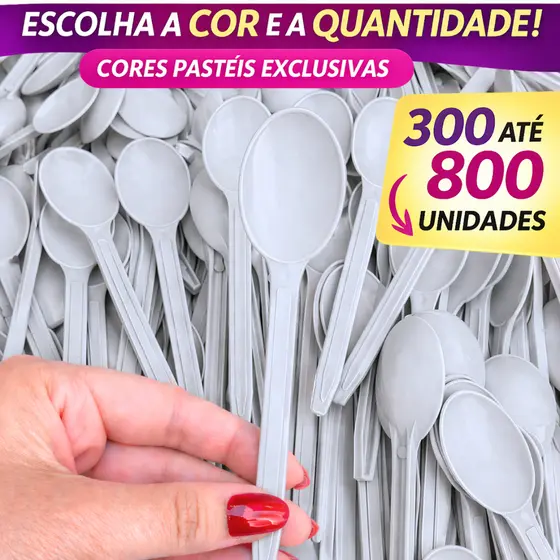 300~800 🥄 Colheres Brancas Descartáveis Alta Resistência 13cm