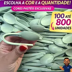 Kit 100~800 🥄 Colheres Verde Bebê Descartáveis Reforçada e Flexíveis para Sorvetes e Sobremesa | 13 CM