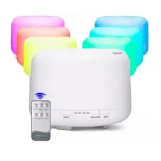 Umidificador Difusor Aromatizador 500ml  Ultrassônico Estilo Branco Com Led 7 Cores + Controle