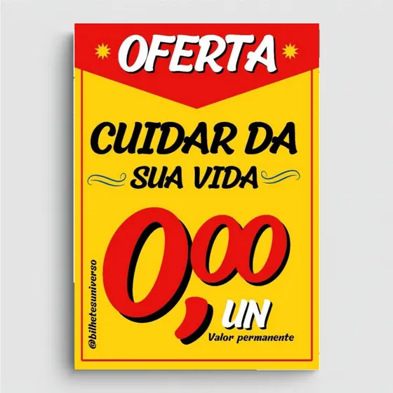 Placa Decorativa Oferta Cuidar da Sua Vida Decoração de Parede - Placas Decorativas Divertido