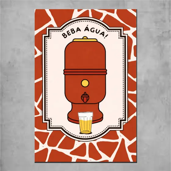 Placa Decorativa Bar Bebam Água Decoração de Parede - Placas Decorativas Divertido Bebida Zeca