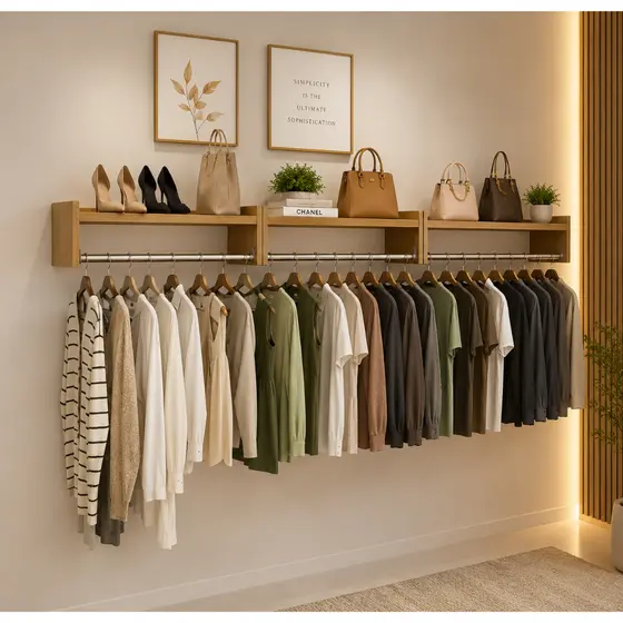 Kit 3 Cabideiro de parede Arara de Roupas Quarto Closet