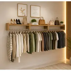 Kit 3 Cabideiro de parede Arara de Roupas Quarto Closet