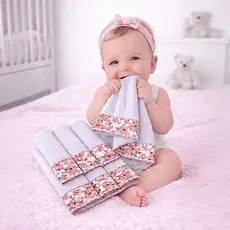 Kit 6 unidades Toalha de Ombro Babete Pano de Boca Paninho com Tecido Estampado 100% Algodão