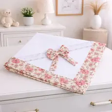 Manta de Bebe Piquet Estampada com Laço Para Carrinho Berço e Passeio 100% Algodão