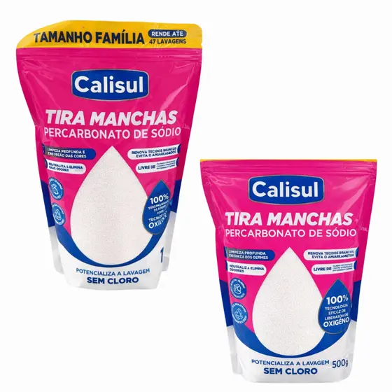 Tira Manchas Percarbonato De Sódio Puro Calisul Oxigênio Ativo Sem Cloro 1kg ou 500g