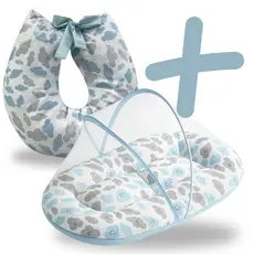 Berço Portátil Ninho Redutor Bebe + Almofada Amamentação Kit 2 Peças Enxoval Menina Menino Rosa Azul
