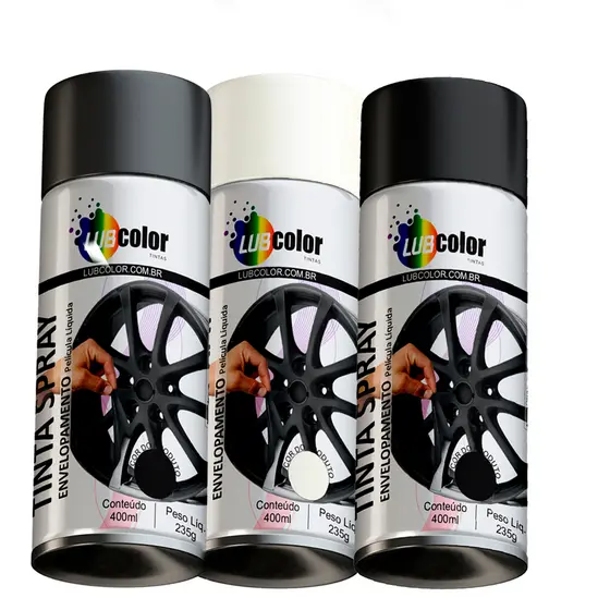 Tinta Película Spray Líquida Envelopamento Vários Modelos Cores Para Rodas Calotas Automotivo