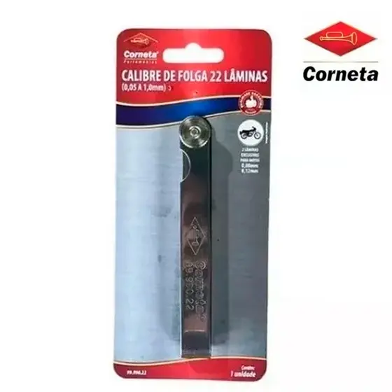 Calibre Calibrador Folga Aço Inox De Válvula Com 22 Lâminas Medição Calibrar Corneta Profissional