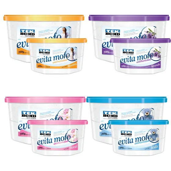 Evita Mofo Umidade Mal Cheiro Pote Com 100g Com Várias Fragrâncias E Aromas - Tekbond