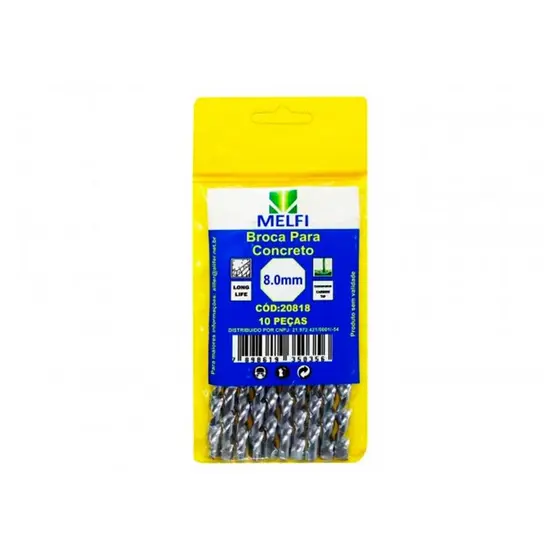 Kit Jogo Brocas Videa 8 X 120mm - 10 Peças Para Parede Concreto Reboco Cerâmica Fura Fácil