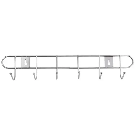 Cabide Suporte Para Parede 6 Ganchos Pendurar Roupas Bolsa Boné 32,5cm Tipo Organizador Inox Cromado
