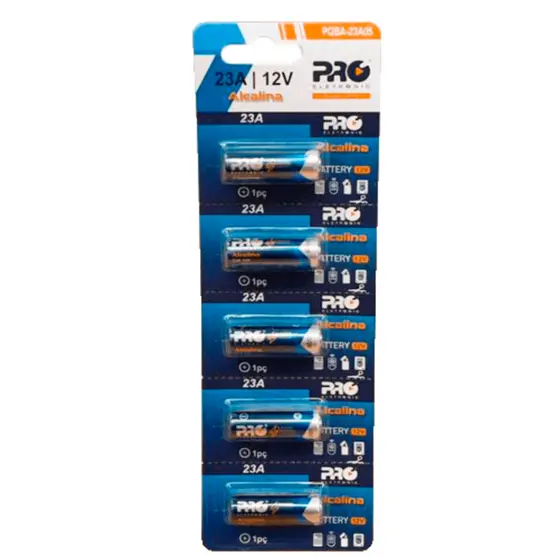Kit 5 Pilhas Baterias 23a 12v A23 Alcalina Cartela Para Controle Portão Alarme Automotivo