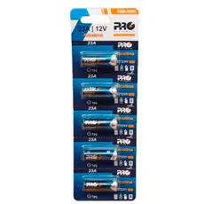 Kit 5 Pilhas Baterias 23a 12v A23 Alcalina Cartela Para Controle Portão Alarme Automotivo