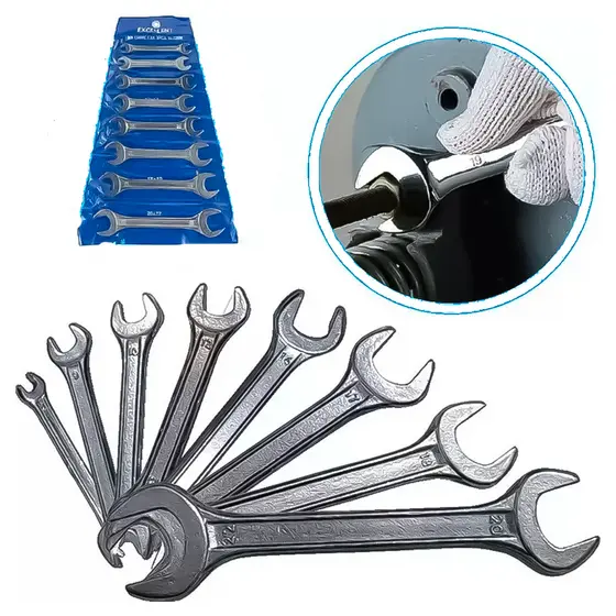 Kit Jogo De Chave Fixa 8 Peças Em Ferro Fundido Forjado 6 A 22mm Profissional Uso Geral Prático